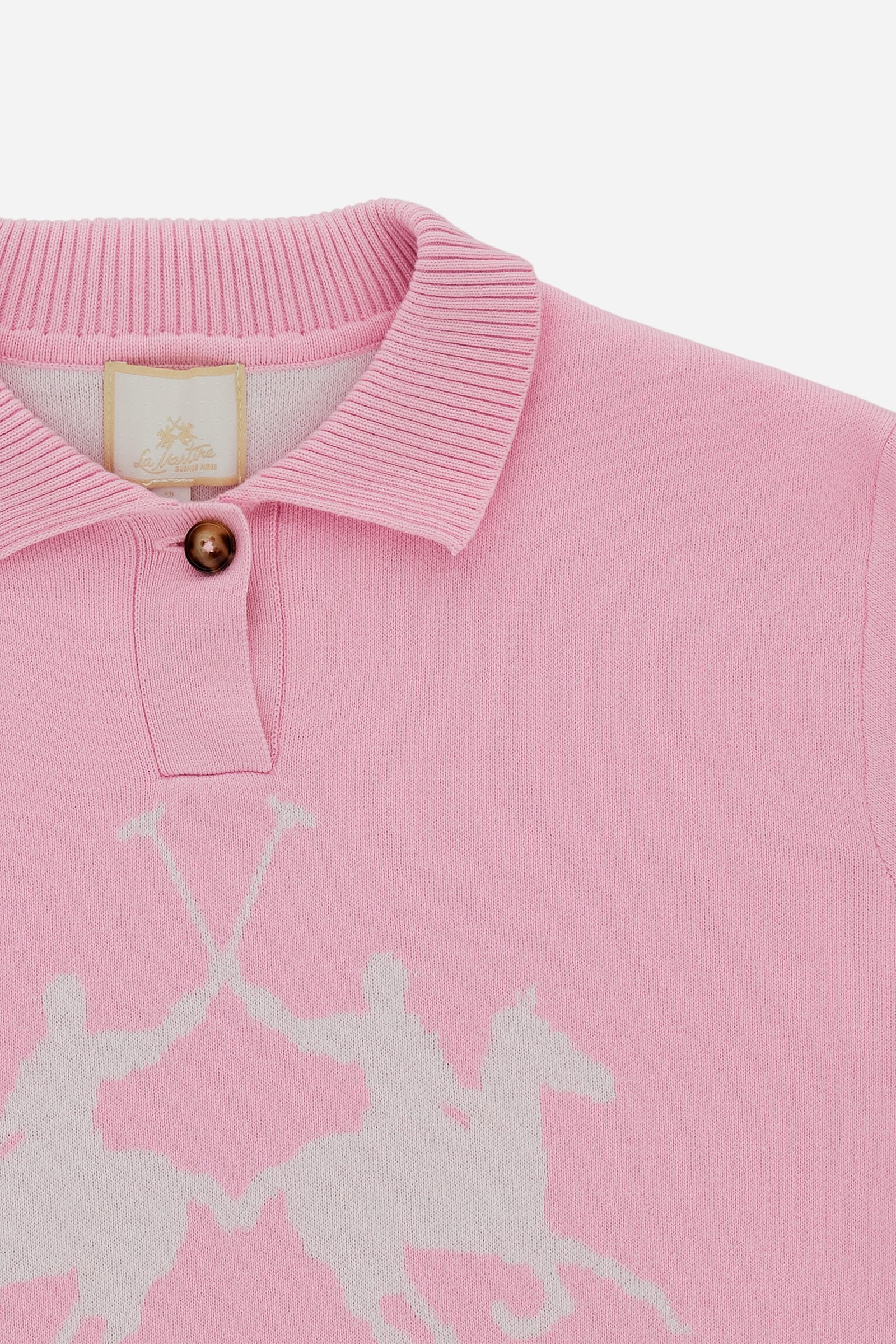 Damen Poloshirt aus kompakter Strickware mit Maxi-Intarsie - Candela - Image 7