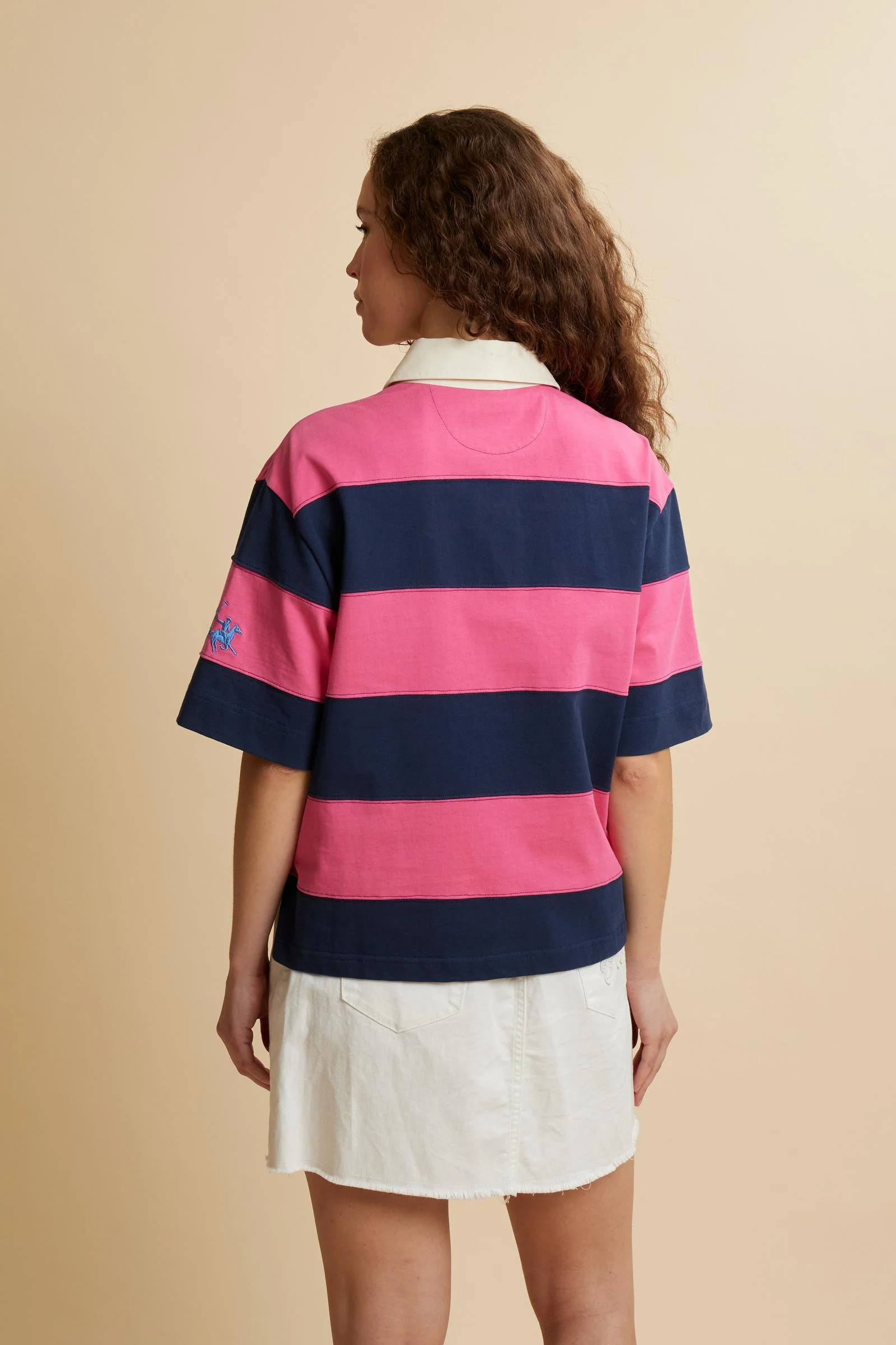 Damen Rugby-Poloshirt aus schwerem Baumwolljersey mit Maxi-Streifen - Christina - Image 4