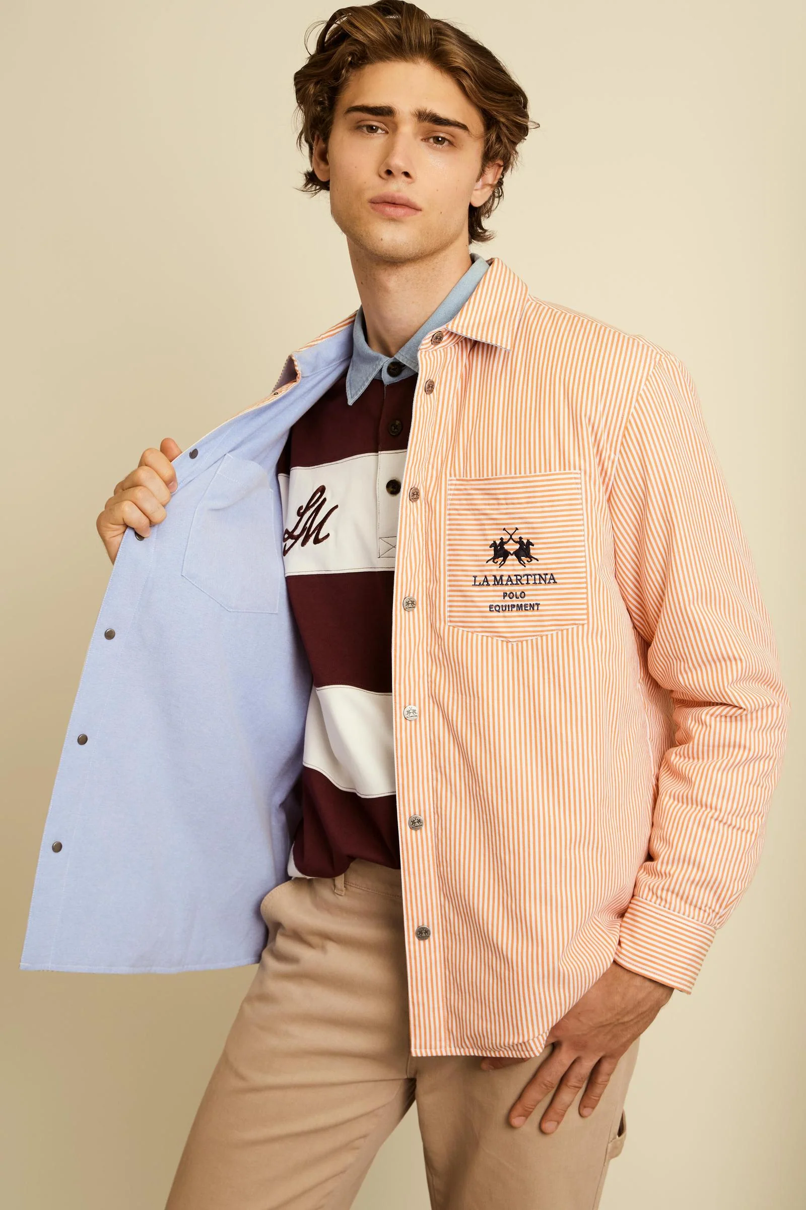 Herren Overshirt Double-Face aus Oxford und gestreifter Baumwolle - Chile - Image 3
